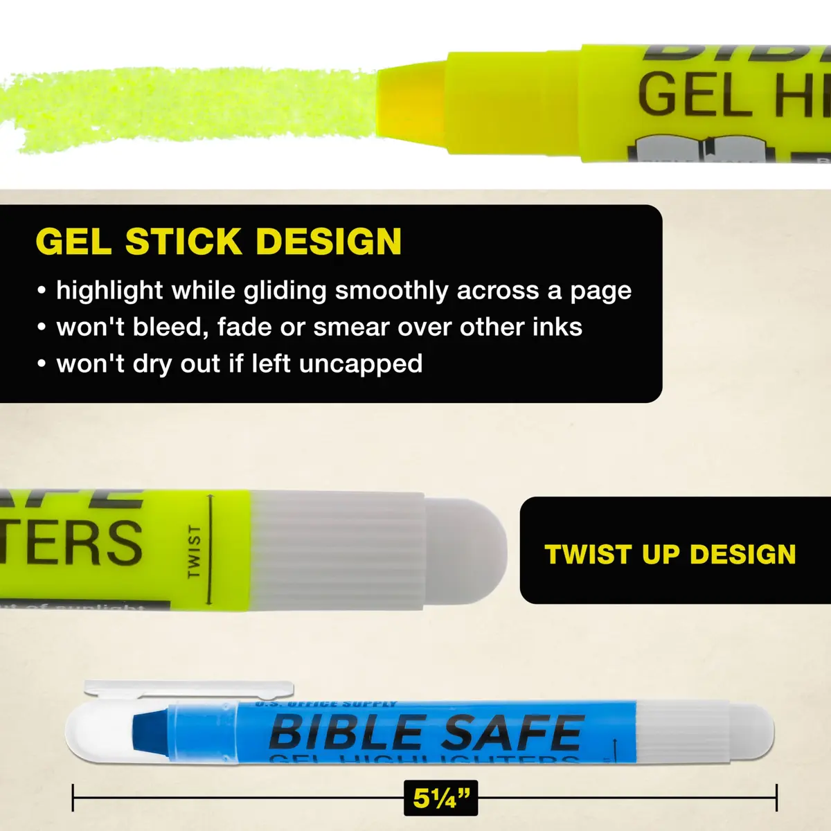 US Office Supply Bible Safe Highlighter Set of 16 | No Bleed Pastel Gel Markers for Bible Study & Journaling - view 3