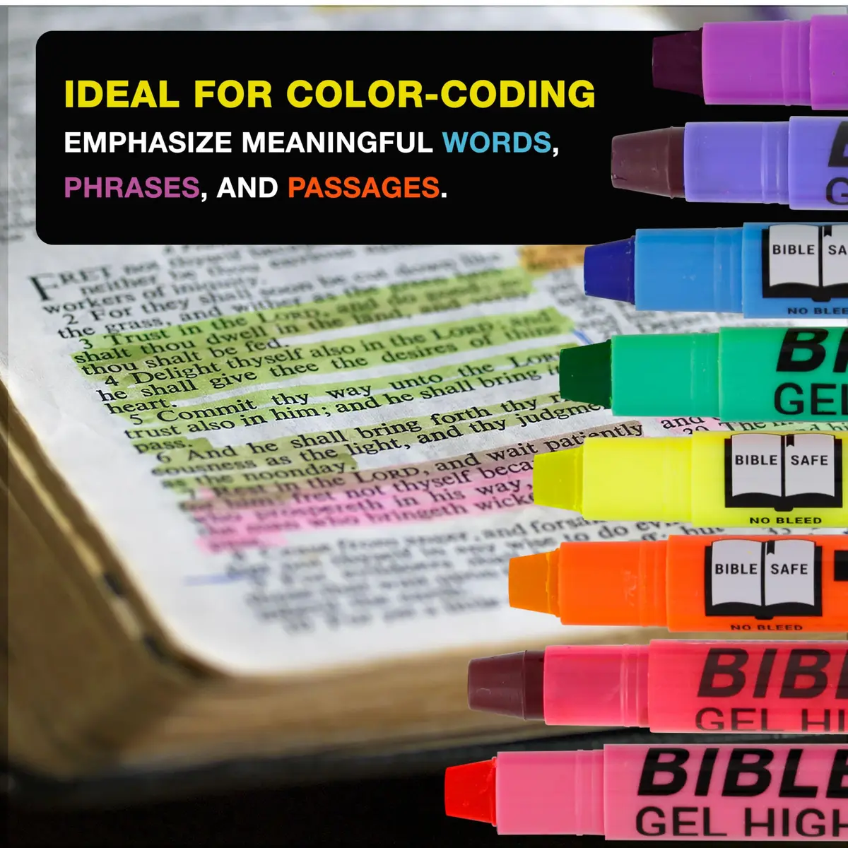 US Office Supply Bible Safe Highlighter Set of 16 | No Bleed Pastel Gel Markers for Bible Study & Journaling - view 4