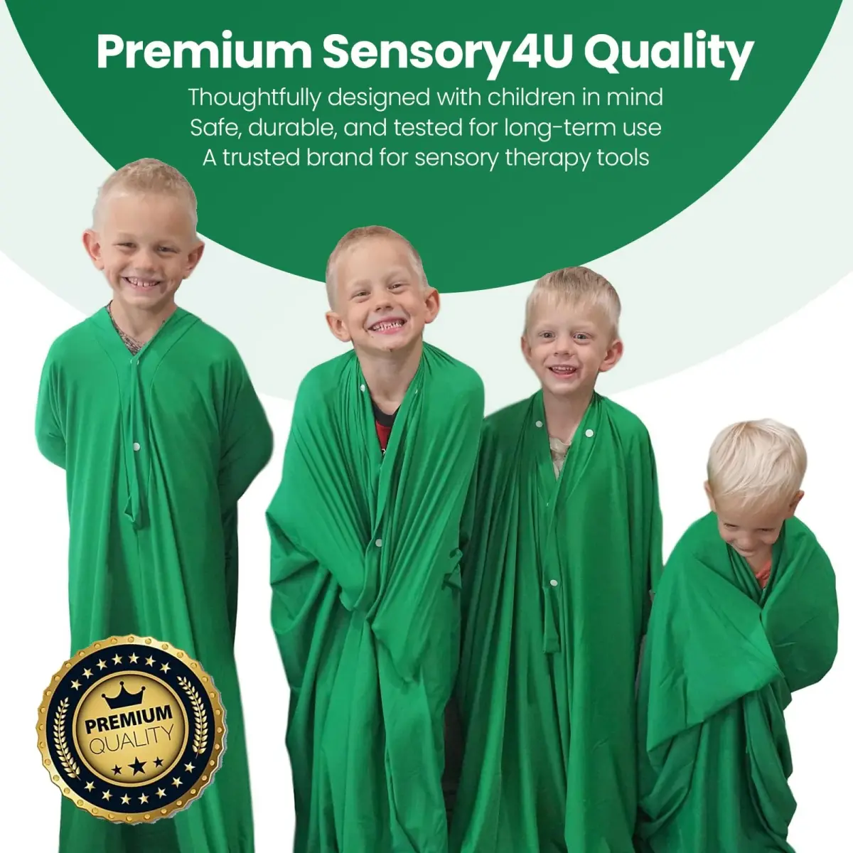 Sensory4U Kids Medium Green Body Sock | Calming Compression Sack for Autism, ADHD, Anxiety - view 7