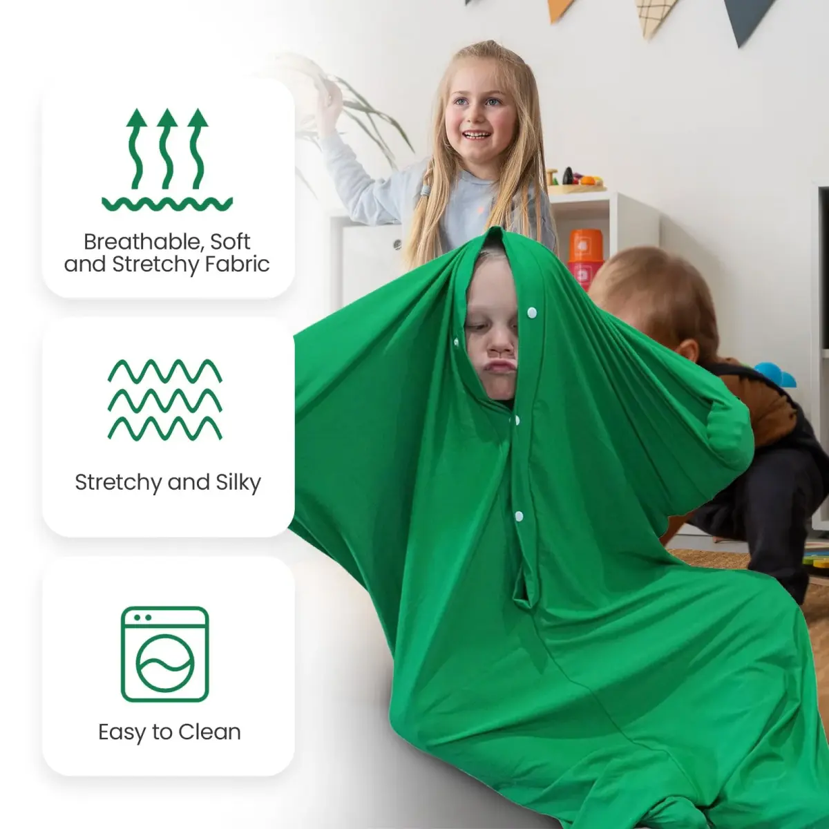 Sensory4U Kids Medium Green Body Sock | Calming Compression Sack for Autism, ADHD, Anxiety - view 2