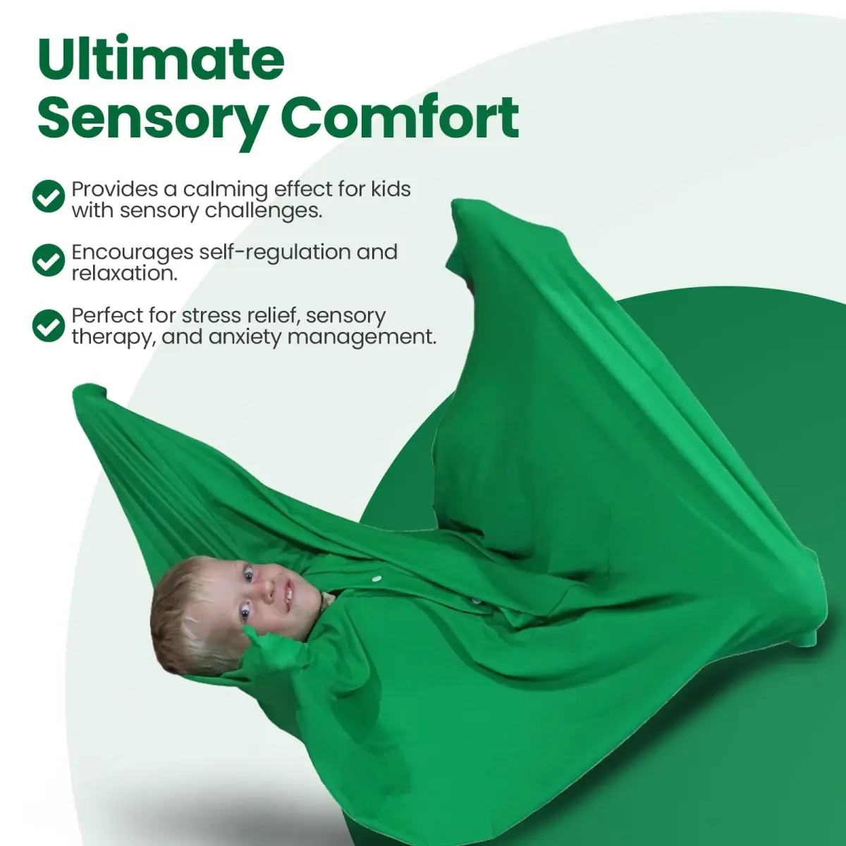 Sensory4U Kids Medium Green Body Sock | Calming Compression Sack for Autism, ADHD, Anxiety - view 3