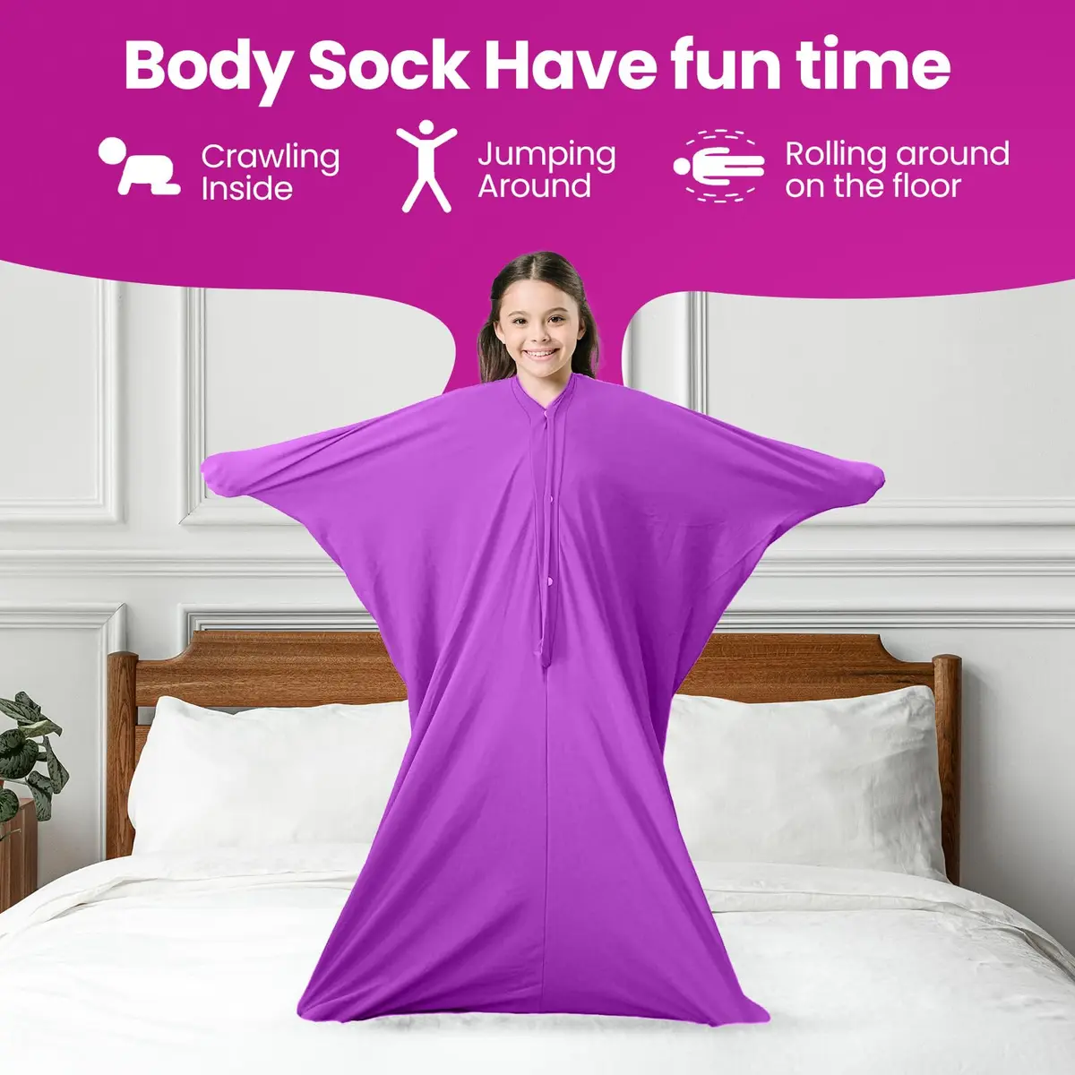 Sensory4U Sensory Body Sock Medium Lavender 47" x 27" | Calms Anxiety & Sensory Overload - view 5