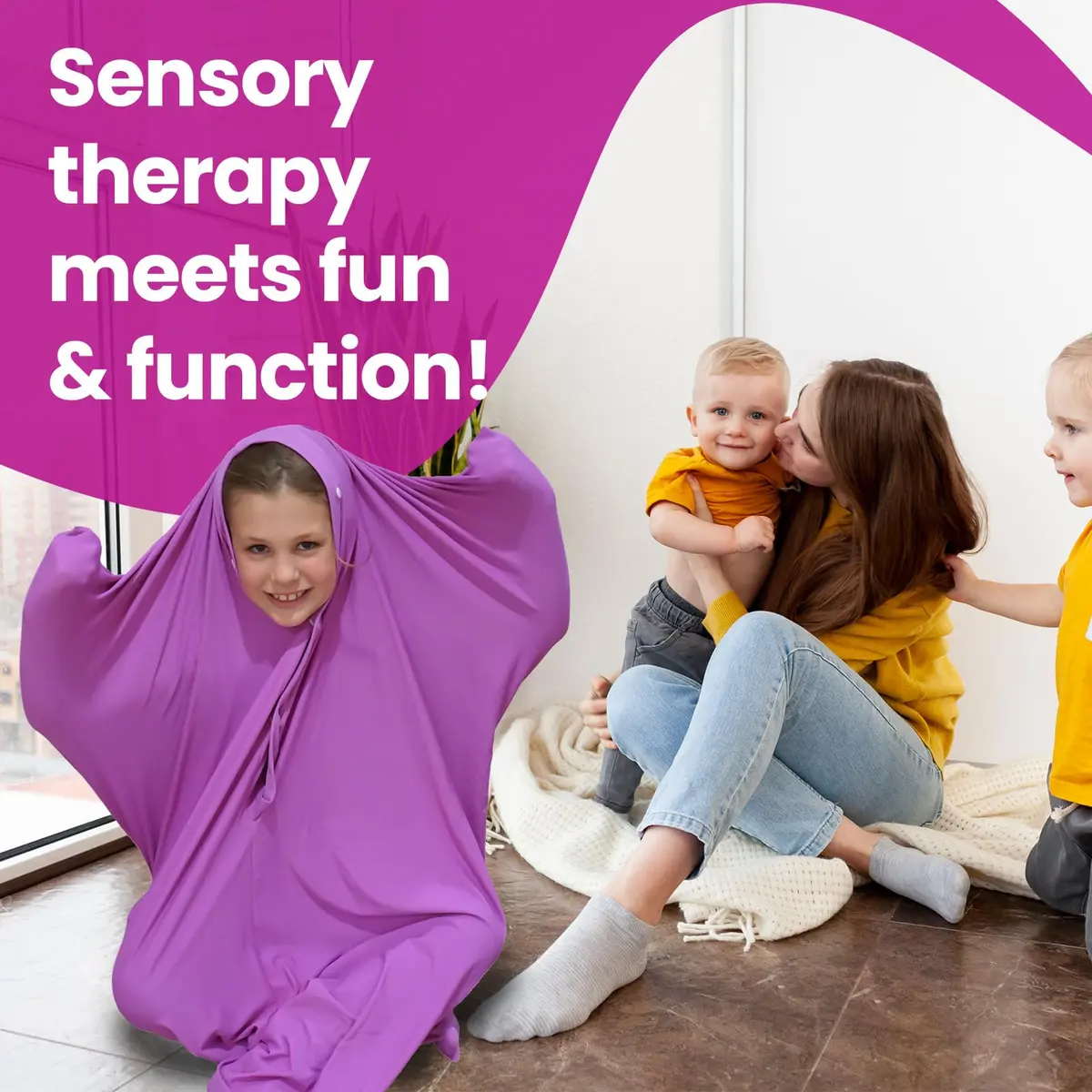 Sensory4U Sensory Body Sock Medium Lavender 47" x 27" | Calms Anxiety & Sensory Overload - view 6