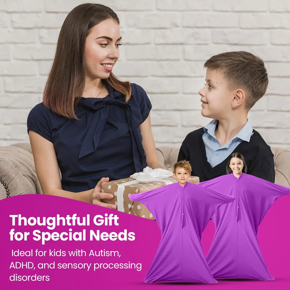 Sensory4U Sensory Body Sock Medium Lavender 47" x 27" | Calms Anxiety & Sensory Overload - view 7