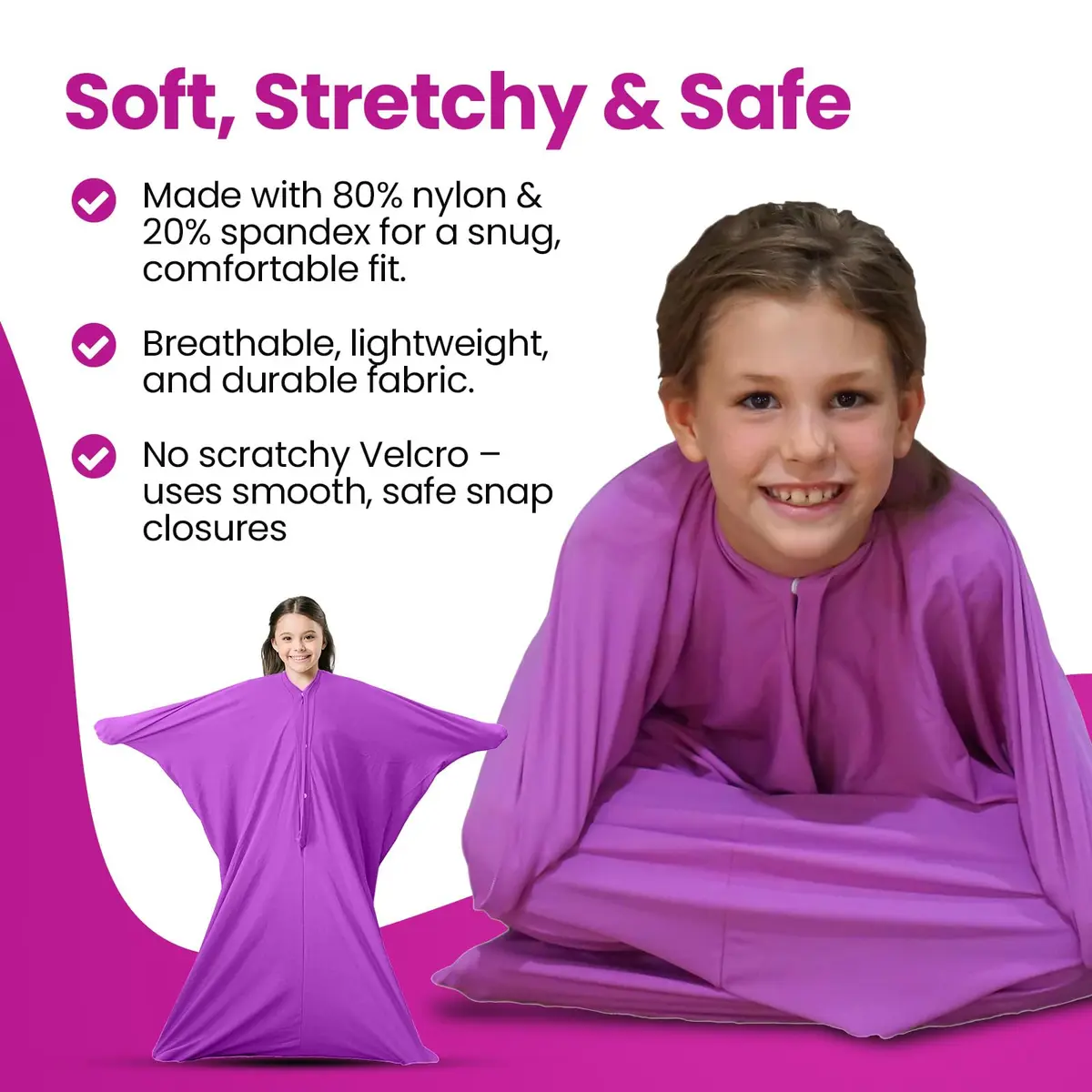 Sensory4U Sensory Body Sock Medium Lavender 47" x 27" | Calms Anxiety & Sensory Overload - view 2