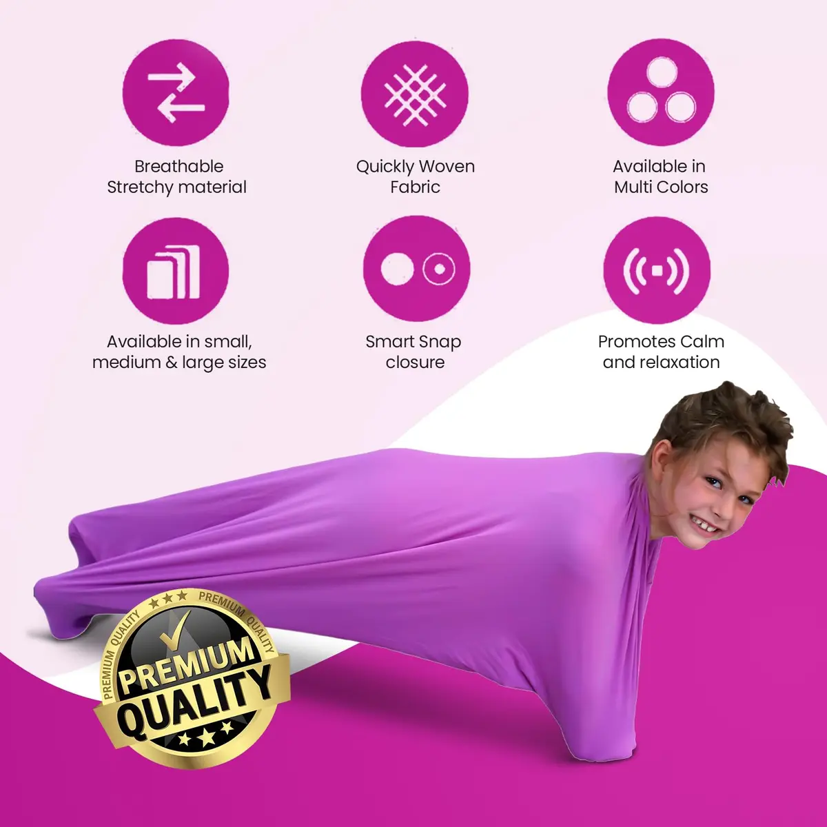 Sensory4U Sensory Body Sock Medium Lavender 47" x 27" | Calms Anxiety & Sensory Overload - view 3