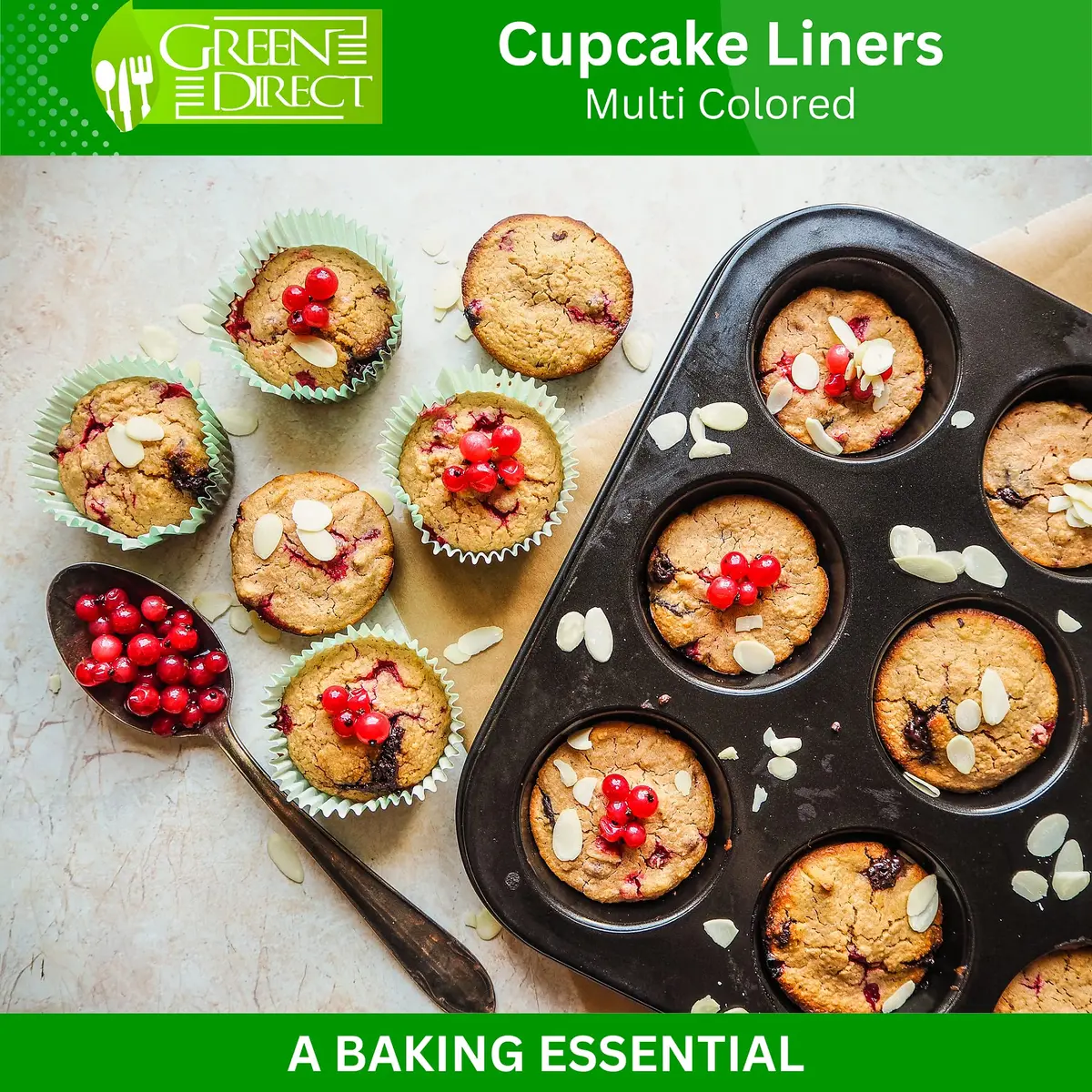 Green Direct Cupcake Liners - Standard Size Paper Baking Cups 2 in (5.08 cm) | Bright Multi Colors, Pack of 500 - view 2