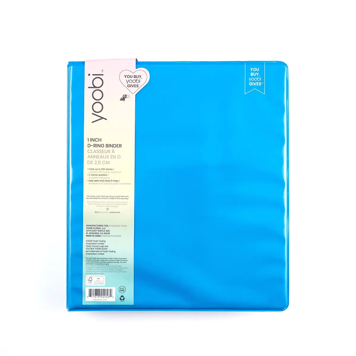 Yoobi 1 Inch Blue D-Ring Binder 275 Sheet Capacity | PVC-Free Organizer for Students & Office - view 6