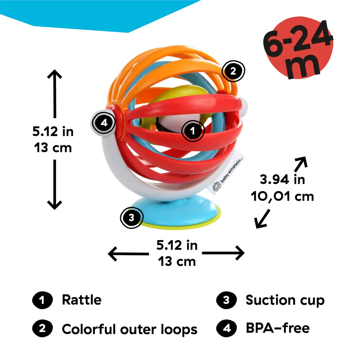 Baby Einstein Sticky Spinner BPA-Free High Chair Activity Toy | Ages 3 Months+ (1 Unit) - view 6