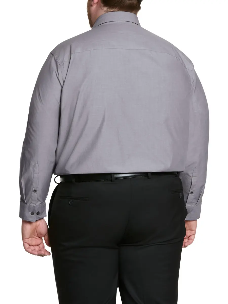 Kenneth Cole Unlisted Men's Dress Shirt Big & Tall Solid, Graphite, 18" Neck 34"-35" Sleeve | Breathable Cotton-Blend for All-Day Comfort - view 2
