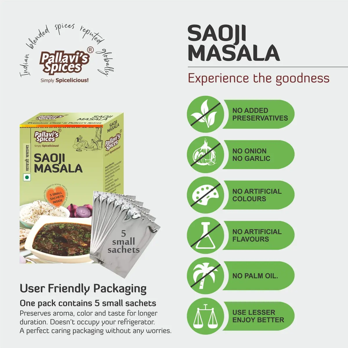 Pallavi's Spices Saoji Masala - Indian Spices Pack of 2, 50 g Each | No Artificial Flavours - view 5