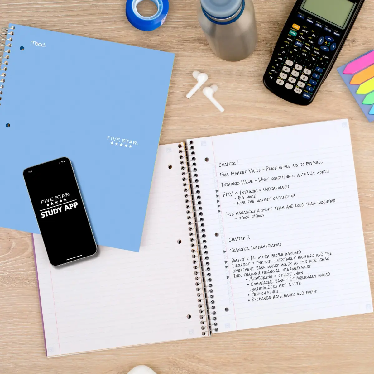 Five Star Spiral Notebook 5 Subject 200 Sheets 8.5" x 11" | College Ruled Paper with Study App & Water-Resistant Cover - view 4