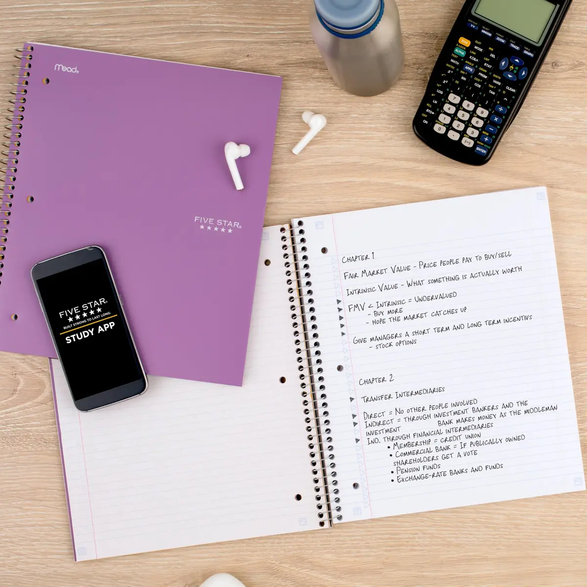 Five Star Spiral Notebook 5 Subject 200 Sheets College Ruled | Water-Resistant Cover, Amethyst Purple - view 8