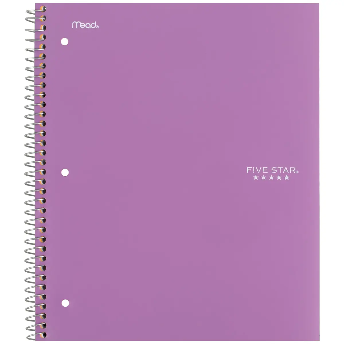 Five Star Spiral Notebook 5 Subject 200 Sheets College Ruled | Water-Resistant Cover, Amethyst Purple - view 9
