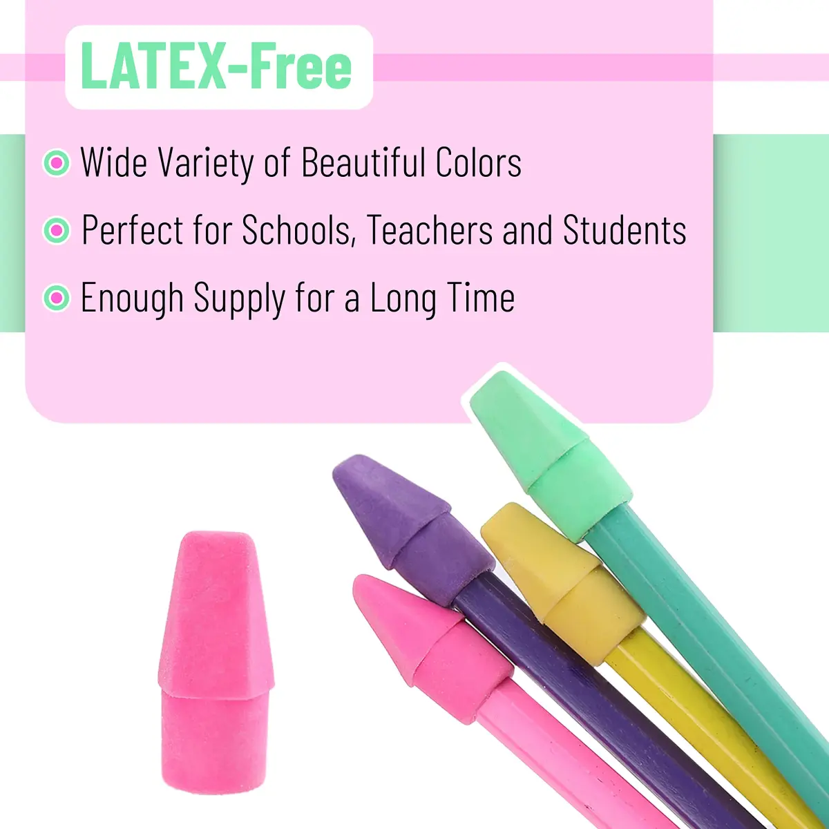 Mr. Pen Pencil Top Erasers 120 Pack Multicolored | Bulk Pack Eraser for Students & Professionals - view 4