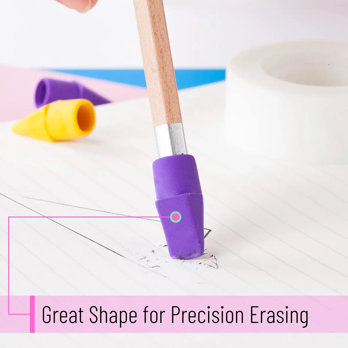 Mr. Pen Pencil Top Erasers 120 Pack Multicolored | Bulk Pack Eraser for Students & Professionals - view 5