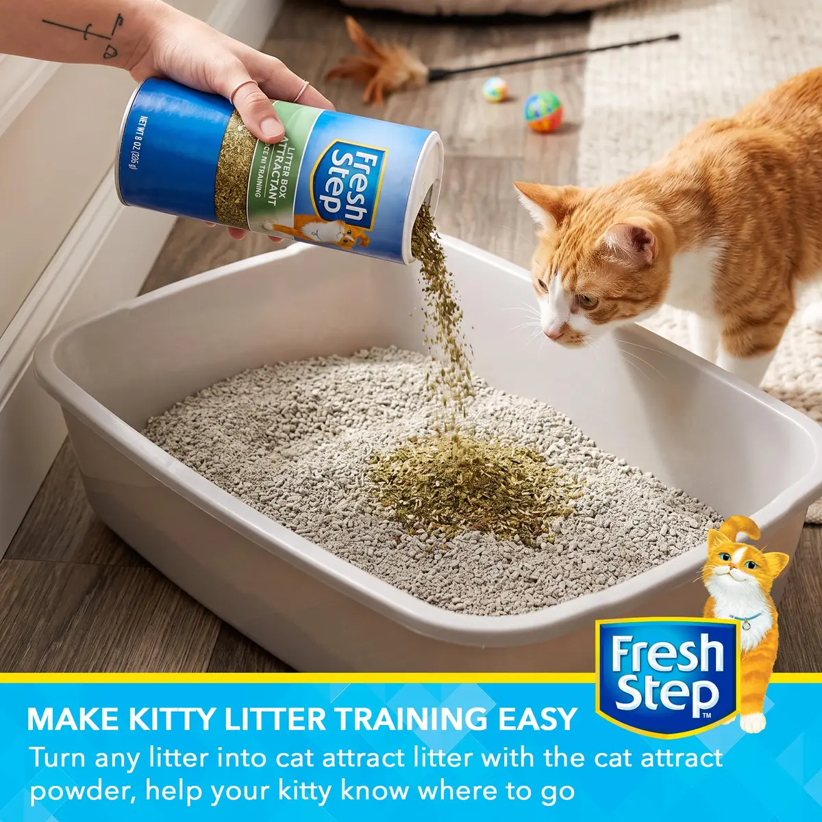 Fresh Step Cat Litter Box Training Attractant Powder, 9 Oz Bottle, 3-Pack | Herbal Blend Scent Cues Guide Cats Back to the Litter Box - view 2
