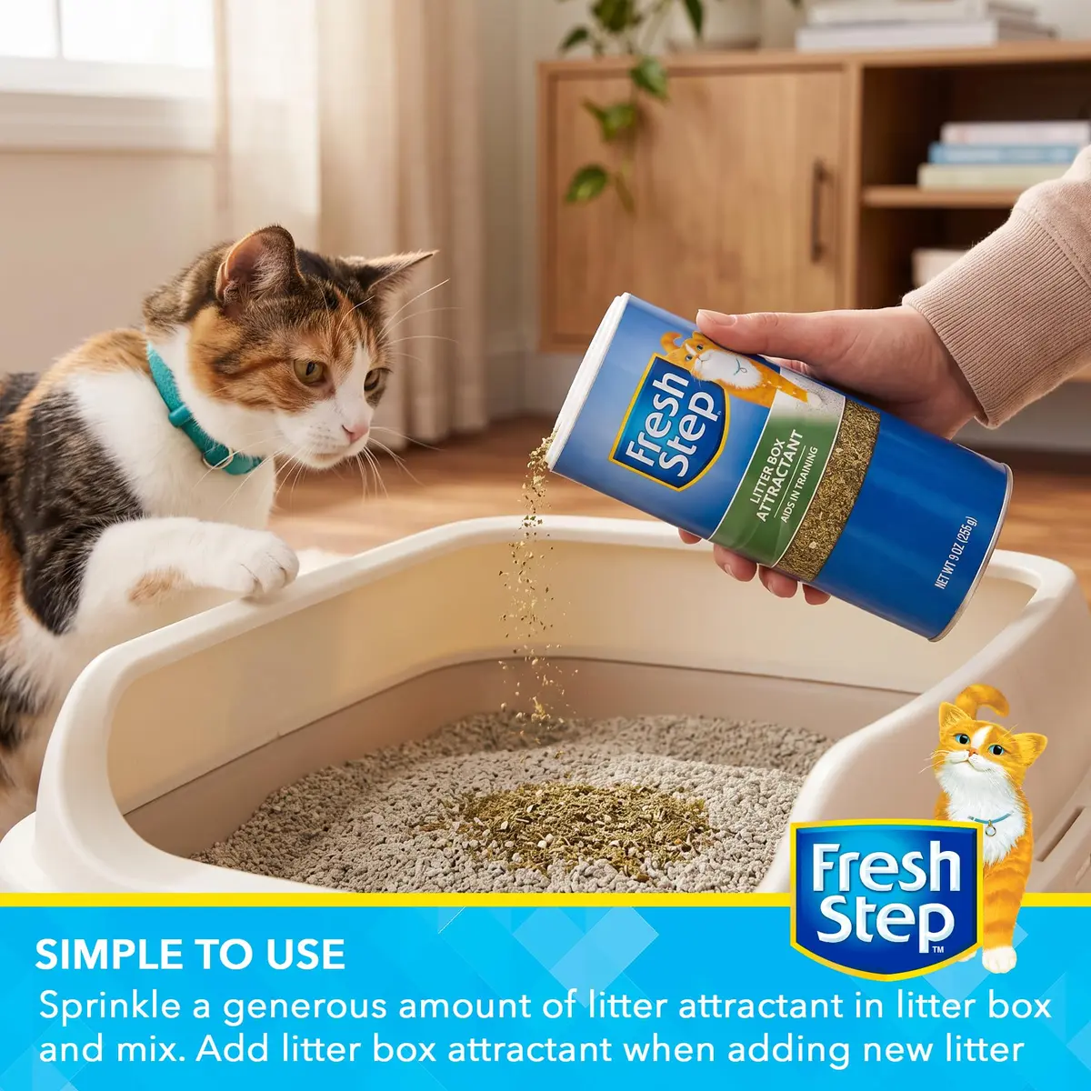 Fresh Step Cat Litter Box Training Attractant Powder, 9 Oz Bottle, 3-Pack | Herbal Blend Scent Cues Guide Cats Back to the Litter Box - view 4