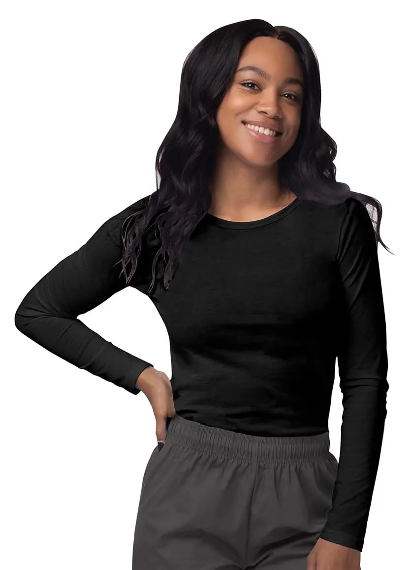 Sivvan Long Sleeve Comfort Underscrub Tee 3-Pack | Classic Fit, Tagless Crew Neck, Black, M - view 2