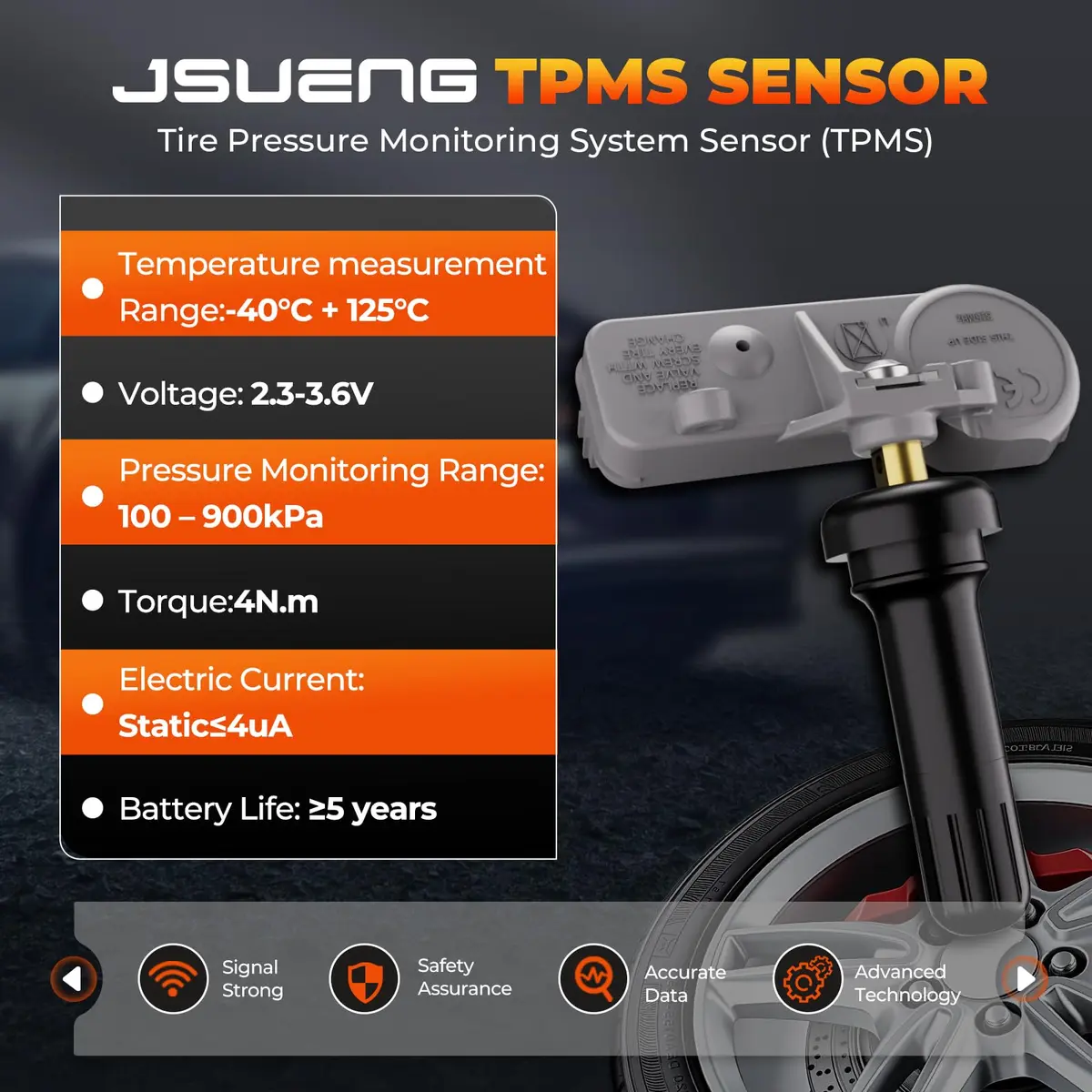 Jsueng TPMS Sensor,315MHz Tire Pressure Monitor System for Chevy Buick GMC | Pre-Programmed, OBDII Relearn, Durable Metal & Lithium Battery - view 5