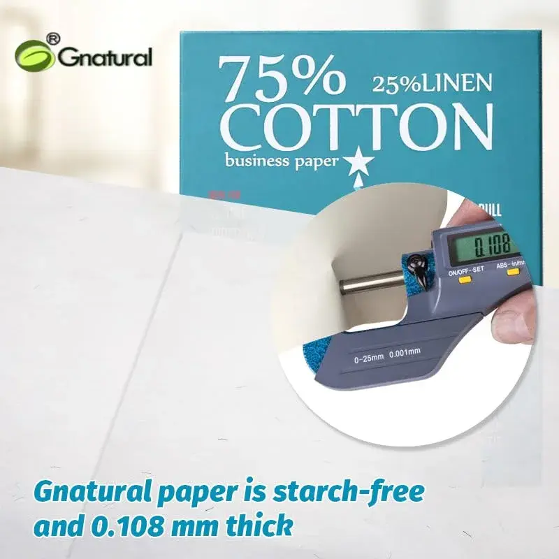 Gnatural 75% Cotton 25% Linen Paper 85gsm 21.6 x 27.9 cm (8.5"x11") White 100 Sheets | Fade-Resistant Resume Paper - view 4