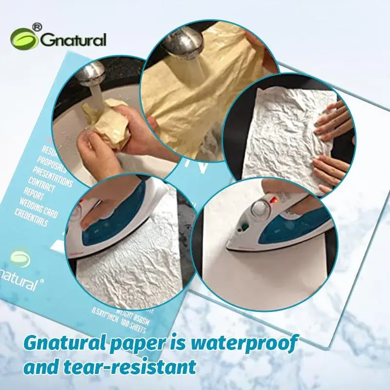 Gnatural 75% Cotton 25% Linen Paper 85gsm 21.6 x 27.9 cm (8.5"x11") White 100 Sheets | Fade-Resistant Resume Paper - view 6