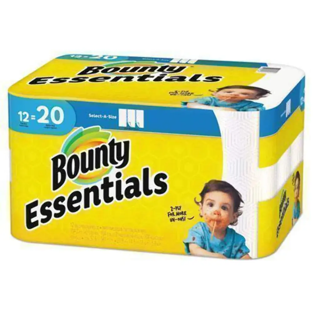 Bounty Essentials Select-A-Size Paper Towels 12 Mega Rolls (1248 Sheets) | Strong, Absorbent, USA Imported - main product image