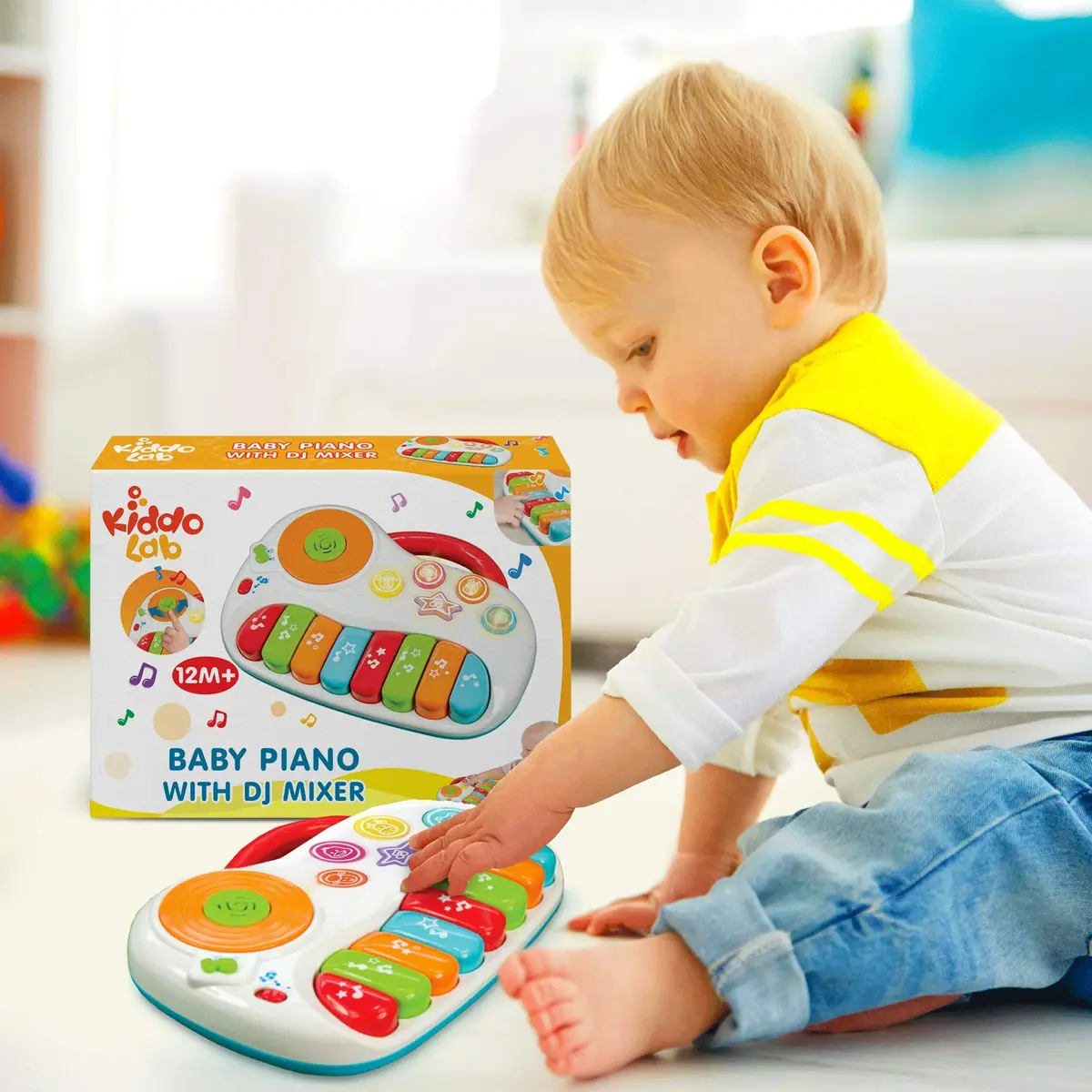 KiddoLab Musical Piano Toy for 1-3 Year Olds | 8-Key Rainbow Keyboard with DJ Turntable & Animal Sounds - view 5