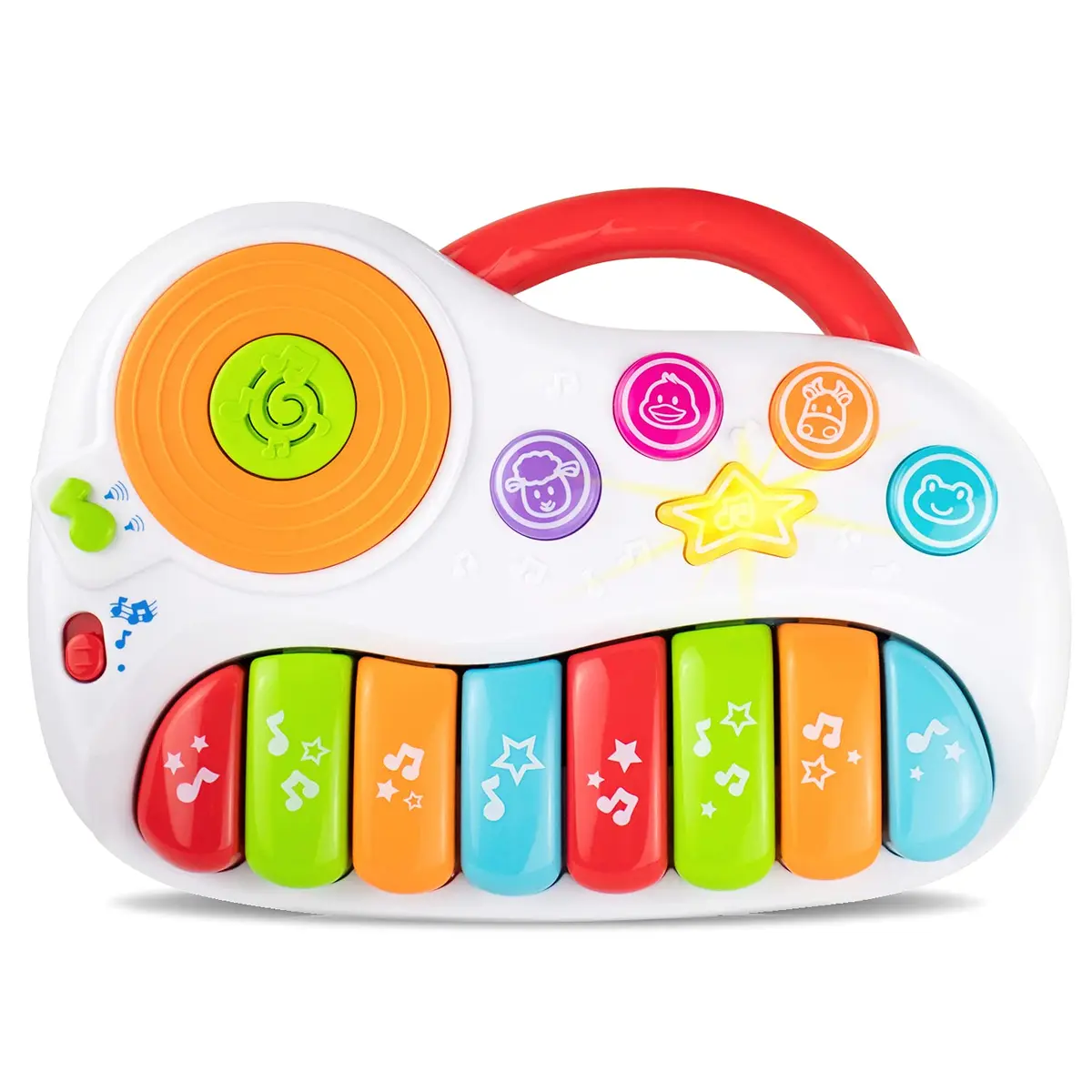 KiddoLab Musical Piano Toy for 1-3 Year Olds | 8-Key Rainbow Keyboard with DJ Turntable & Animal Sounds - view 7