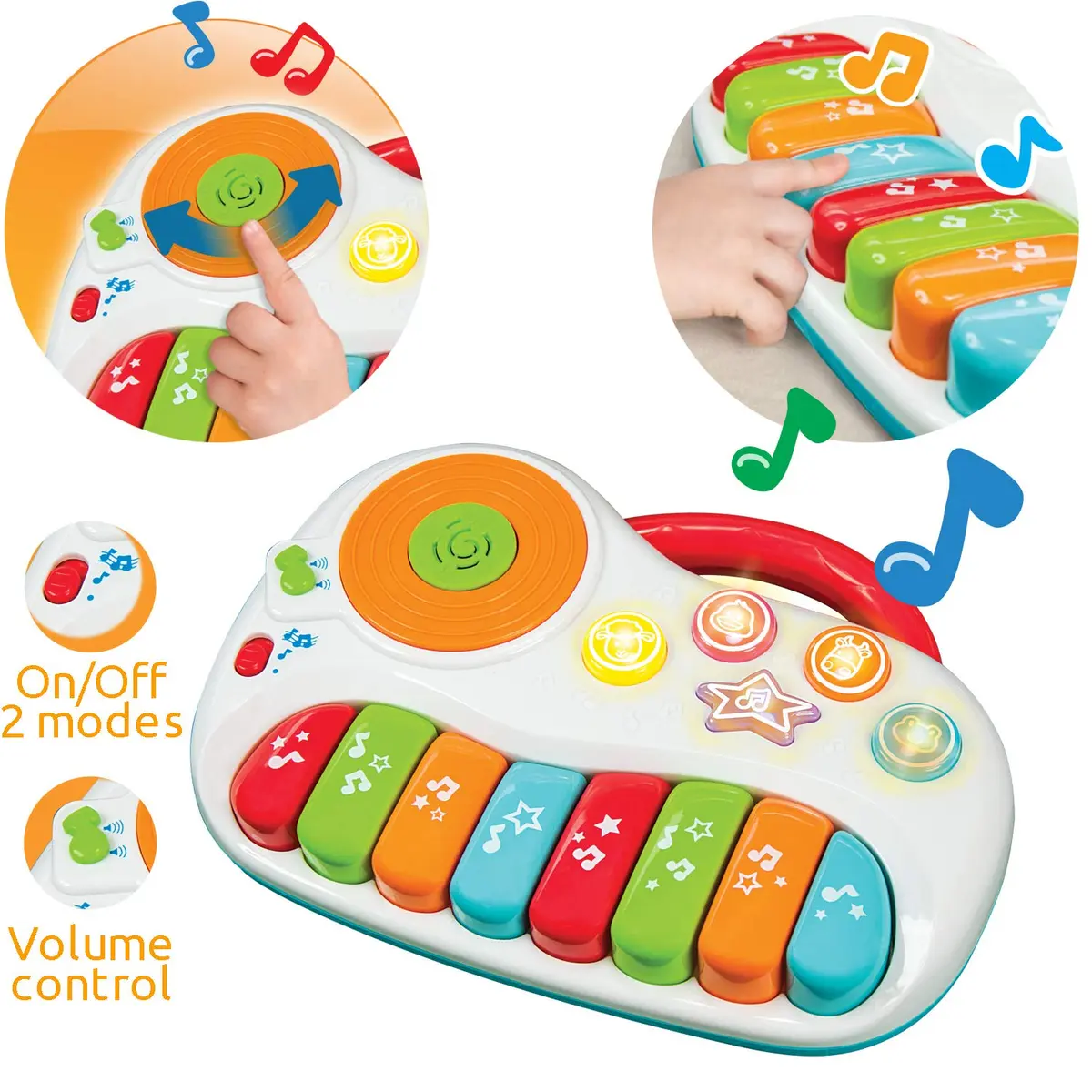 KiddoLab Musical Piano Toy for 1-3 Year Olds | 8-Key Rainbow Keyboard with DJ Turntable & Animal Sounds - view 2