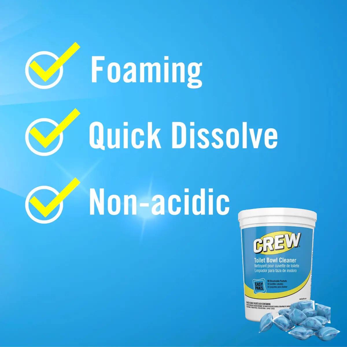 CREW Toilet Bowl Cleaner Easy Paks 90-Count | Foam & Dissolve for Sparkling Clean, Fresh Floral Scent - view 3