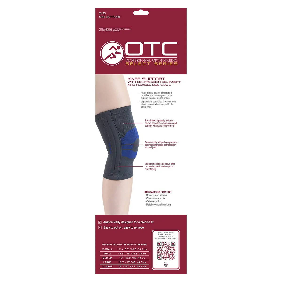 OTC Knee brace, compression recovery, gel insert, flexible side stays, X-Large | Targeted support for joint pain relief - view 7