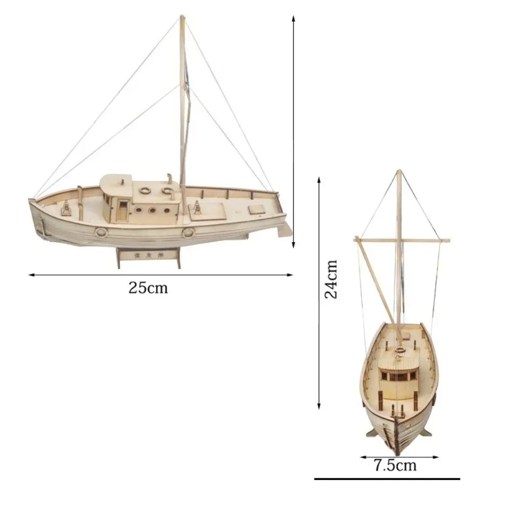 HAPYLY Scale DIY Hobby Wooden Ship Model Kit 1:130 (38cm x 13cm x 27cm) | Classic Sailing Boat Assembly for Adults - view 6