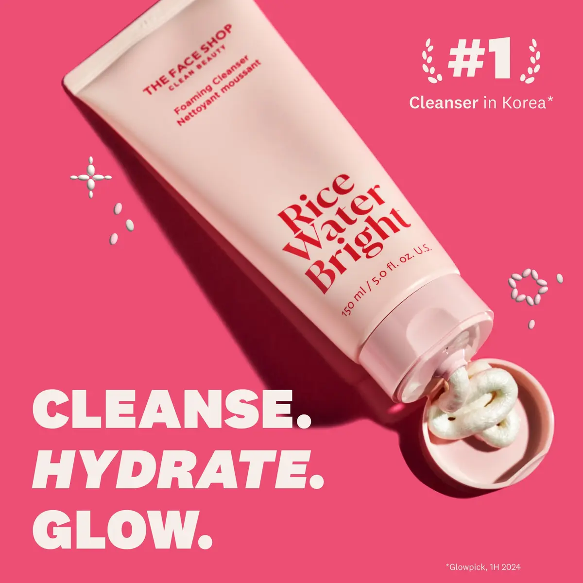 The Face Shop Rice Water Bright Foaming Cleanser 10.1 fl oz | Deep Pore & Radiance Boost - view 3