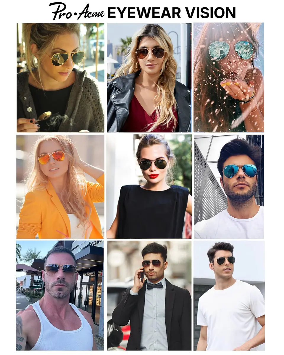 Pro Acme Classic Aviator Sunglasses Glass Lens Metal UV400 Men Women | Timeless Style & Clear Vision - view 2