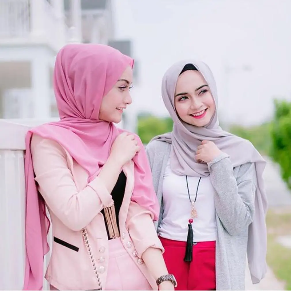 LMVERNA Plain Chiffon hijab Thick Chiffon Muslim fashion Long Scarf wrap scarves (Navy blue) | Soft & Lightweight - view 6