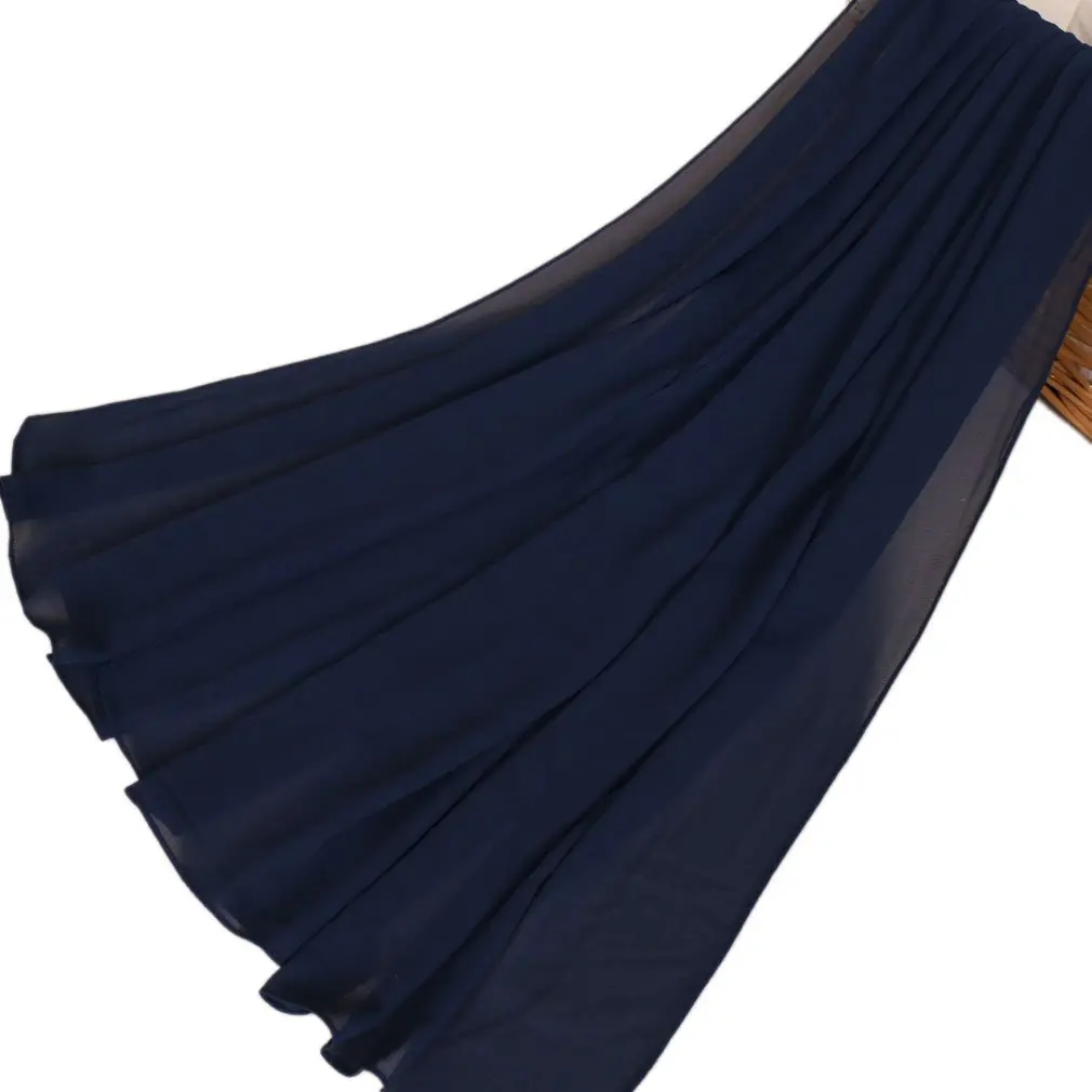 LMVERNA Plain Chiffon hijab Thick Chiffon Muslim fashion Long Scarf wrap scarves (Navy blue) | Soft & Lightweight - view 3