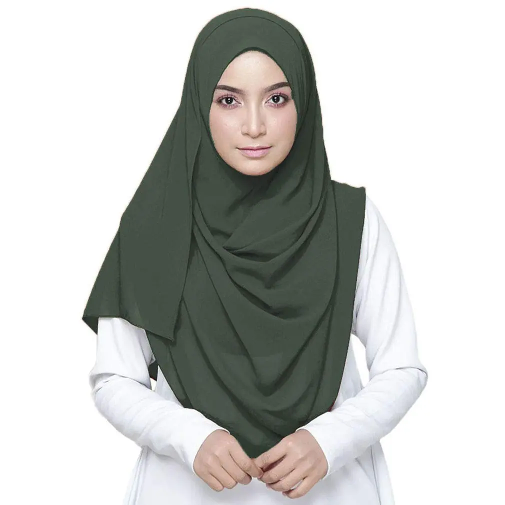 LMVERNA Chiffon hijab muslim Solid Color Thick bubble Chiffon Long Scarf wrap scarves (Dark green) | Soft, Lightweight & Elegant - main product image