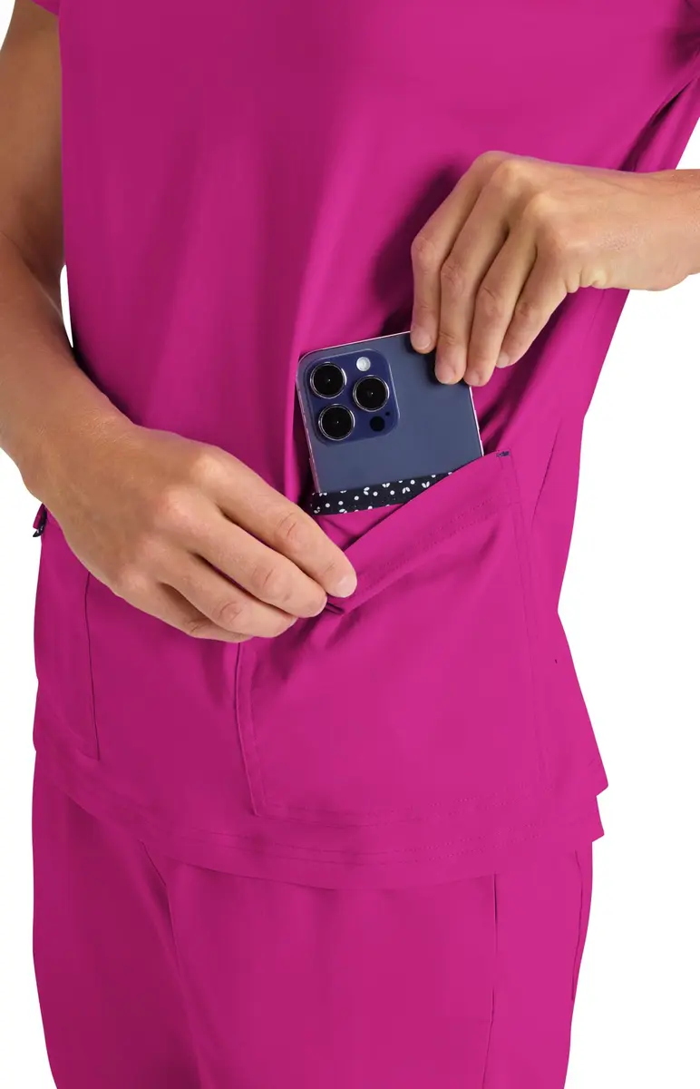 KOI Becca Women's 4-Pocket Stretch Scrub Top Azalea Pink | Comfortable, Stylish & Durable (70-120 chars) - view 4