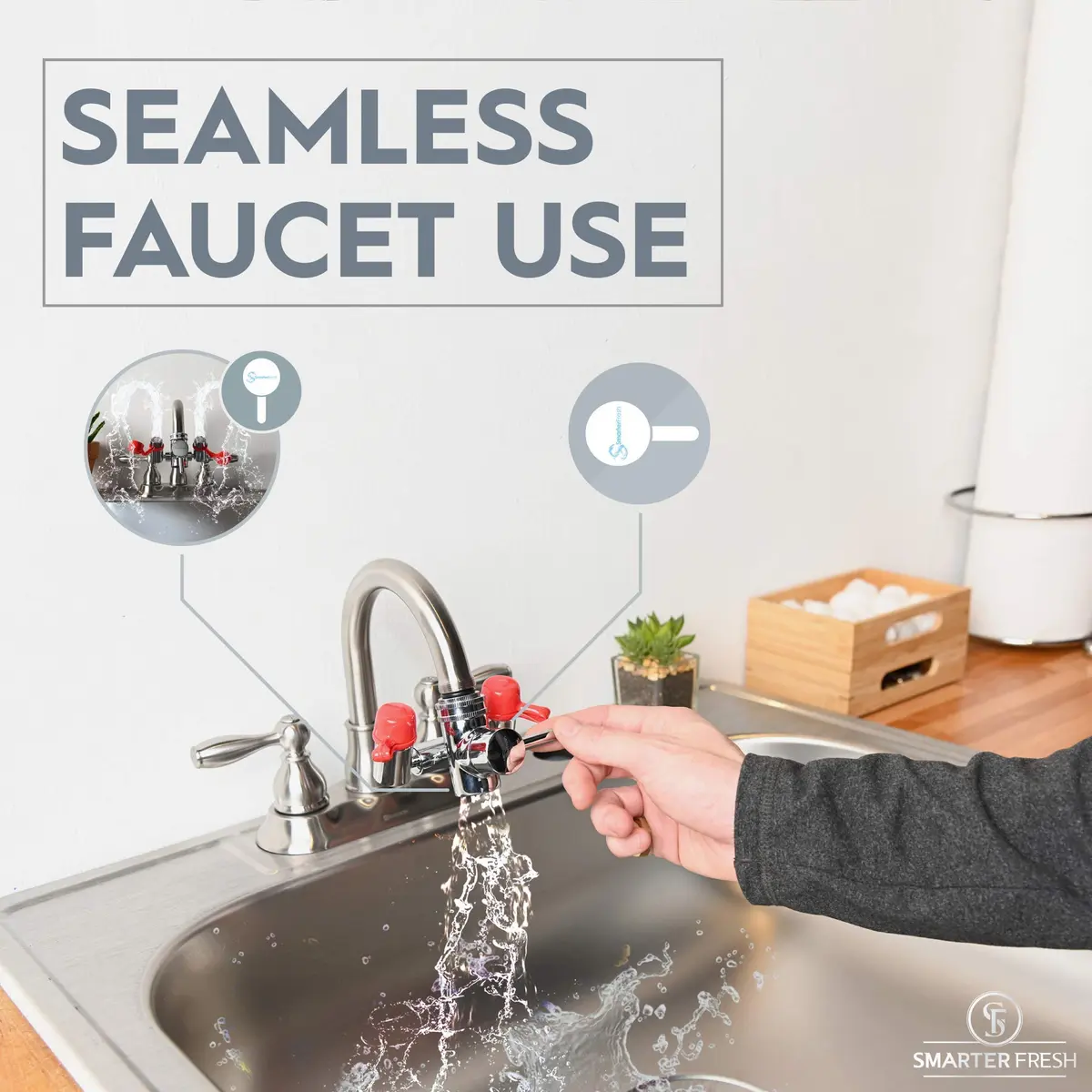SmarterFresh Faucet Mounted Eyewash Station | Reliable Emergency Eye Wash for Sink Attachment - view 4