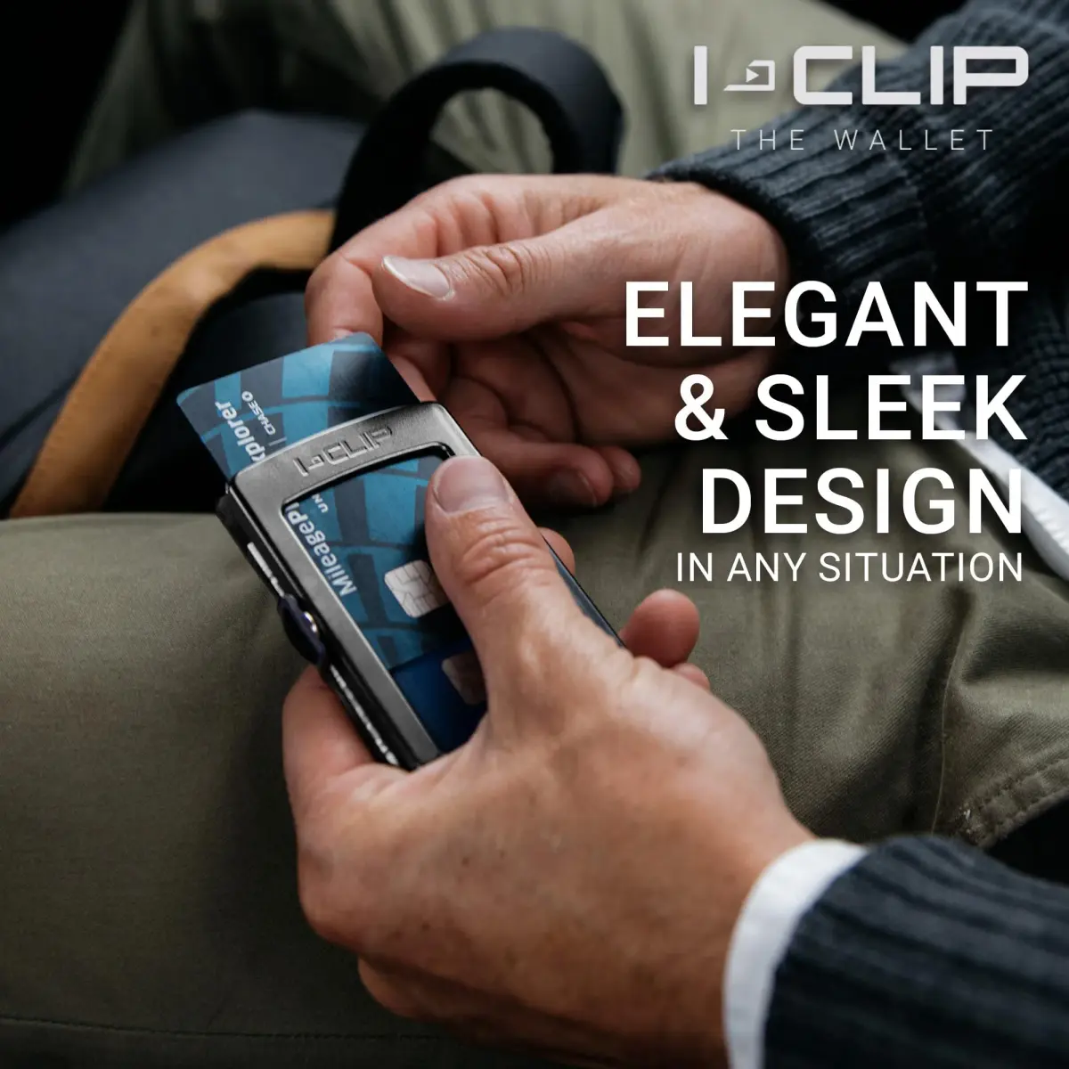 I-CLIP Premium Leather Wallet for Men, Gunmetal Black Carbon, 12 Cards | German-Engineered Slim Minimalist Design - view 5