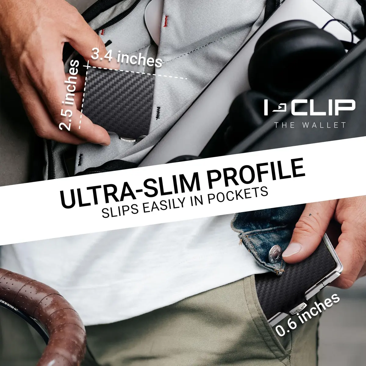 I-CLIP Premium Leather Wallet for Men, Gunmetal Black Carbon, 12 Cards | German-Engineered Slim Minimalist Design - view 4