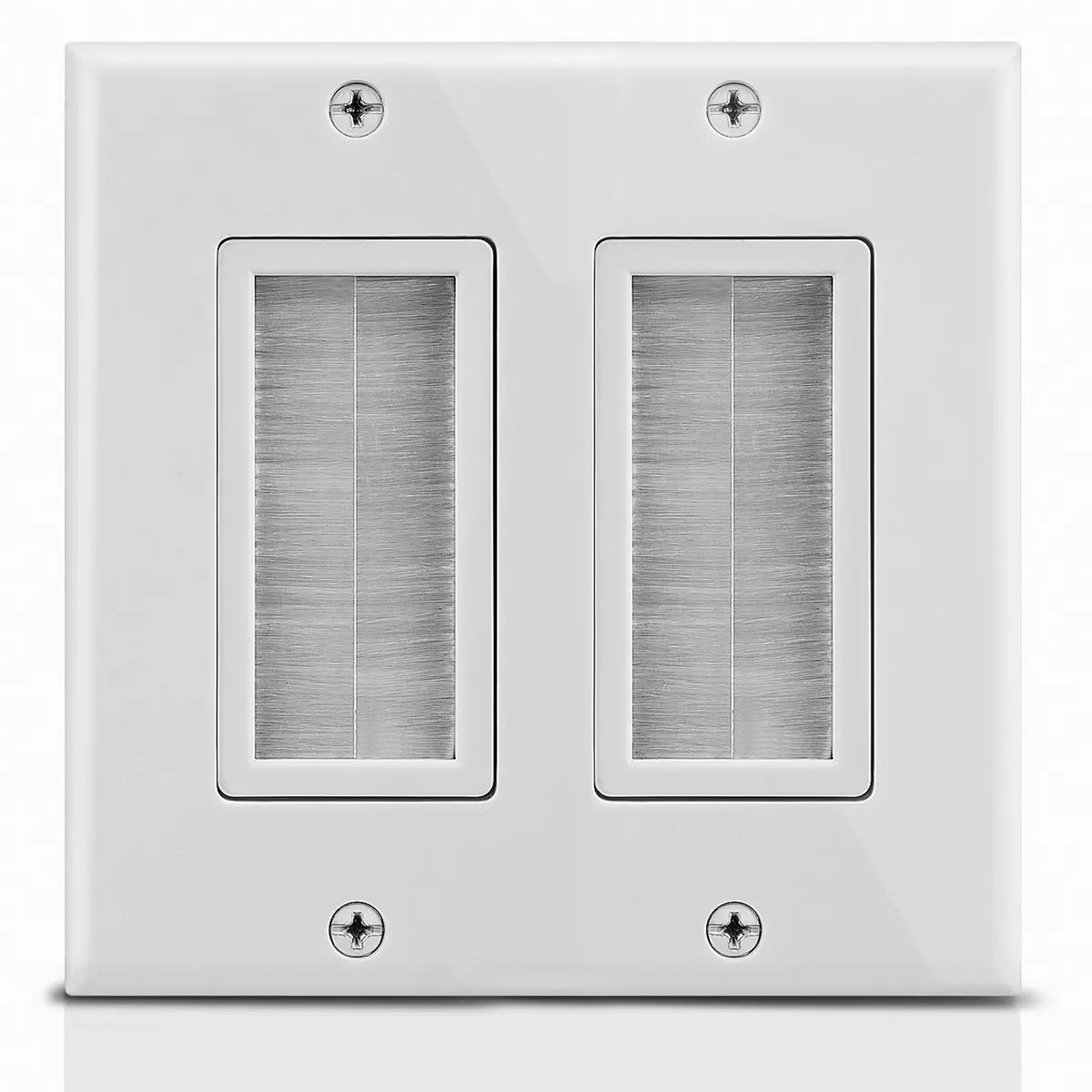Fosmon 2-Gang Brush Style Passthrough Wall Plate 1 Pack | Flush Mount for HDMI, Network, Coaxial, Speaker Cables - main product image