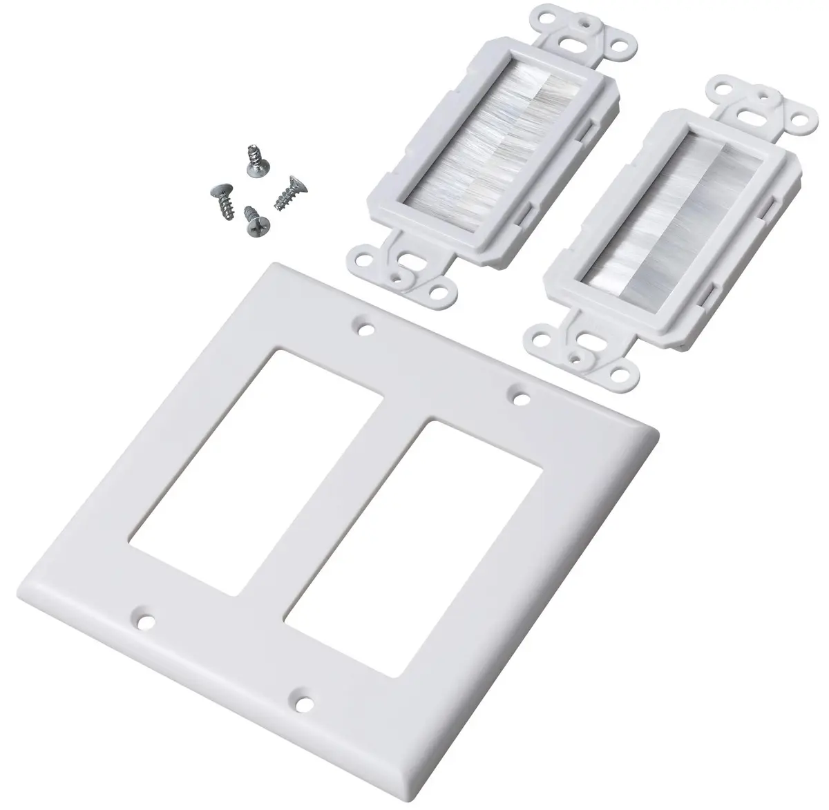 Fosmon 2-Gang Brush Style Passthrough Wall Plate 1 Pack | Flush Mount for HDMI, Network, Coaxial, Speaker Cables - view 7