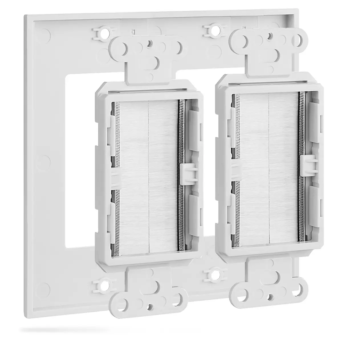 Fosmon 2-Gang Brush Style Passthrough Wall Plate 1 Pack | Flush Mount for HDMI, Network, Coaxial, Speaker Cables - view 3