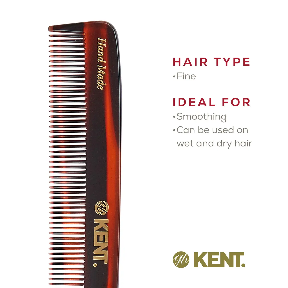 Kent F3T Tortoise Fine Tooth Comb 6.25 Inch | Hand Polished, Made in England - view 6