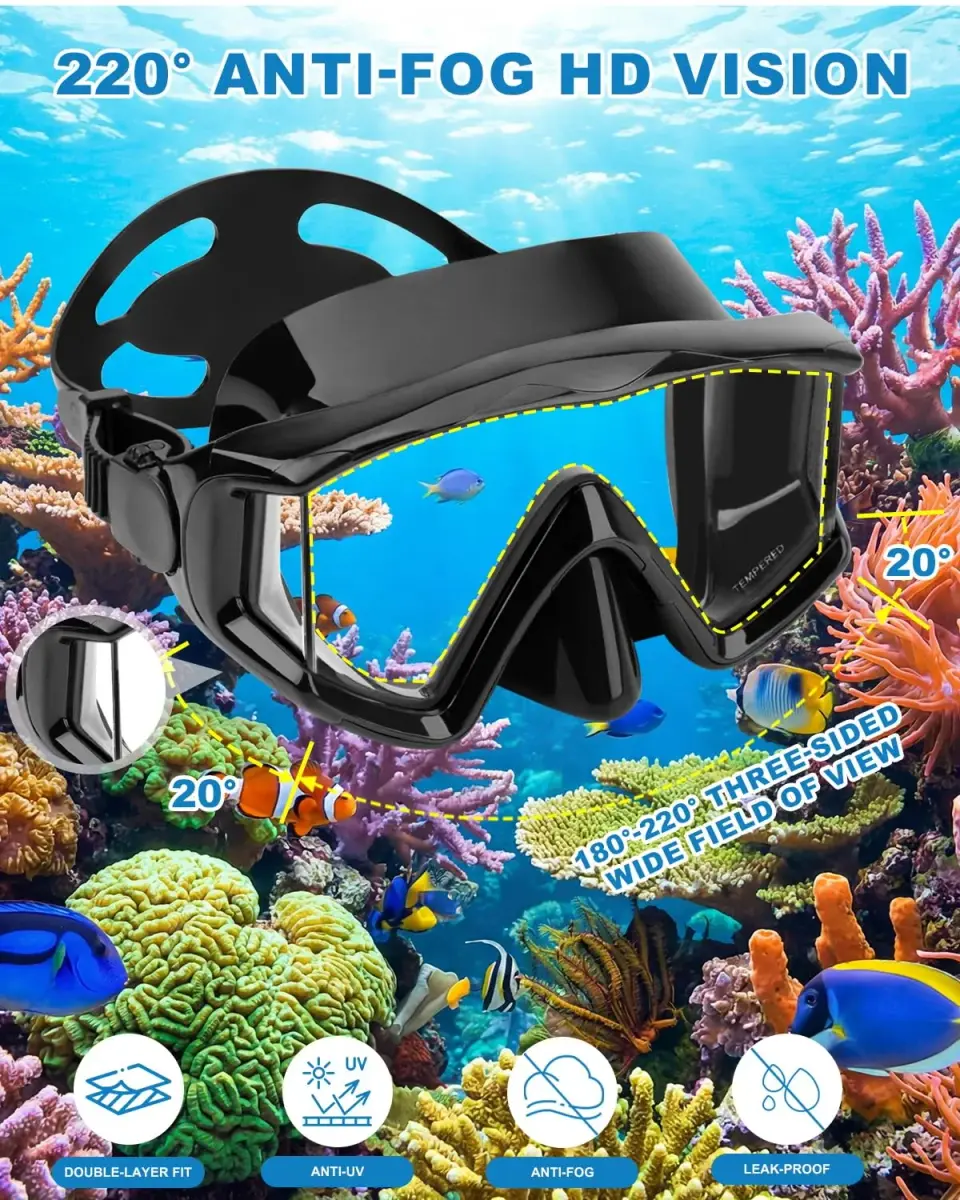 AQUA A DIVE SPORTS Adult Snorkel Mask with Anti-Fog Lenses | 180° Field of View - view 4