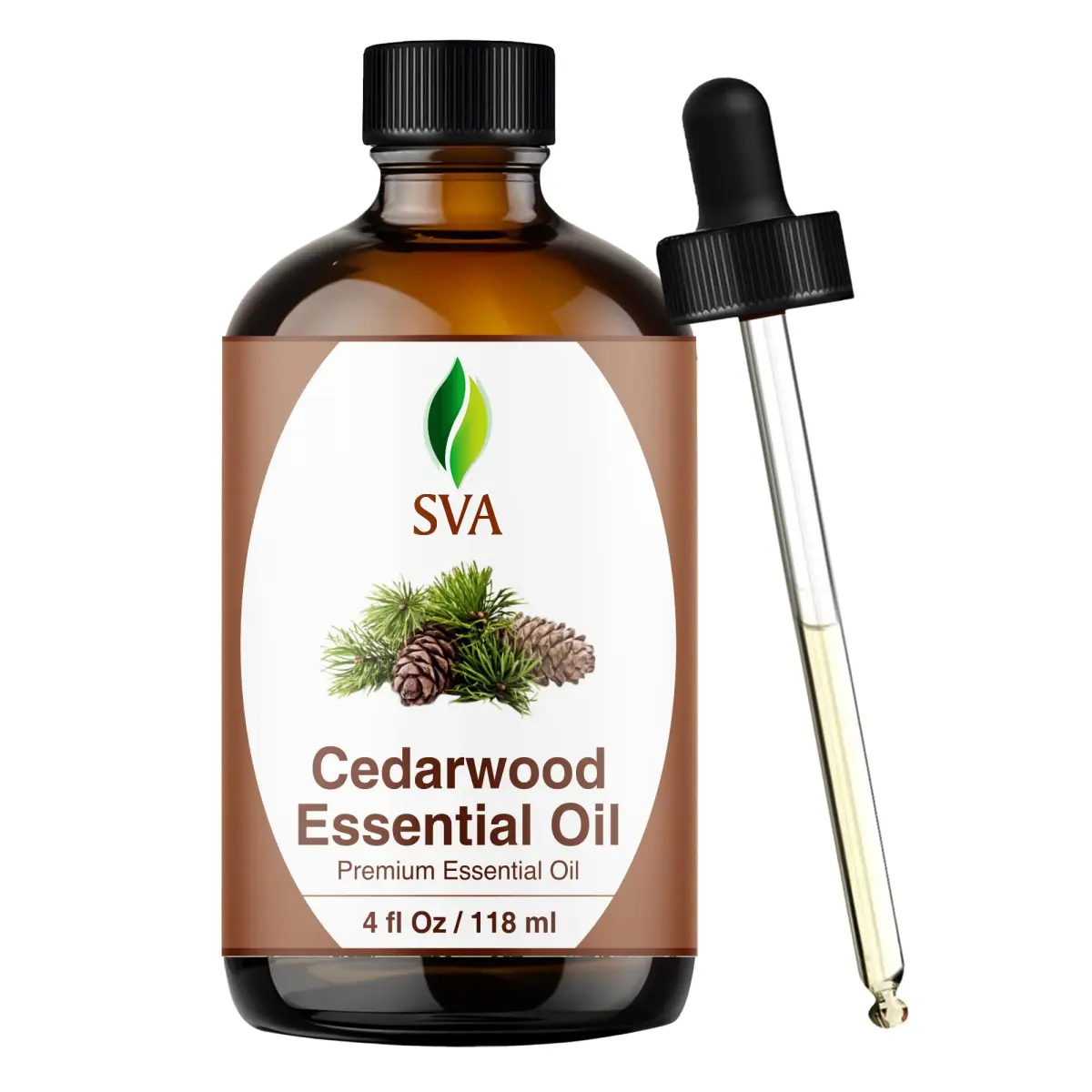 SVA Organics Cedarwood Essential Oil - 4 Fl Oz (118 mL) - Pure & Natural Aromatherapy Oil - main product image