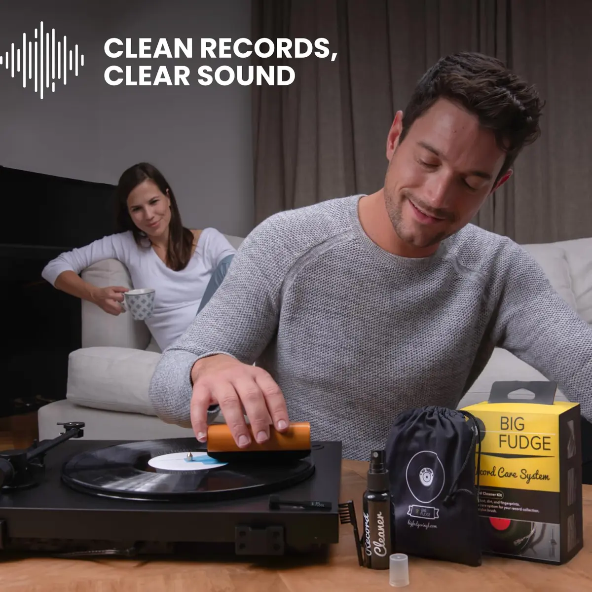 Big Fudge 4-in-1 Vinyl Record Cleaning Kit with Velvet Brush & Stylus Cleaner | 16.2cm (6.3") - view 4