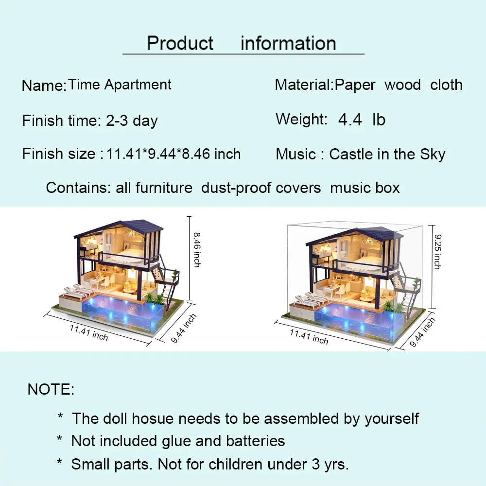 Spilay Miniature Dollhouse Kit 11.41x9.44x8.46inch | Creative DIY Home Decor - view 4